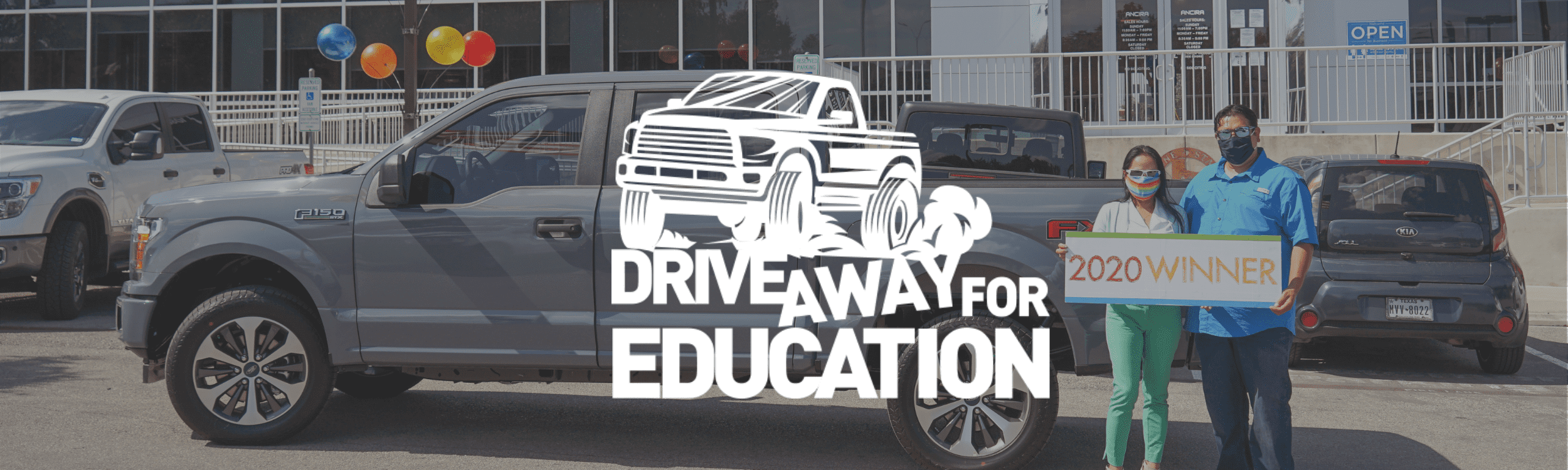 2020 Drive Away for Education Truck Raffle Winner banner