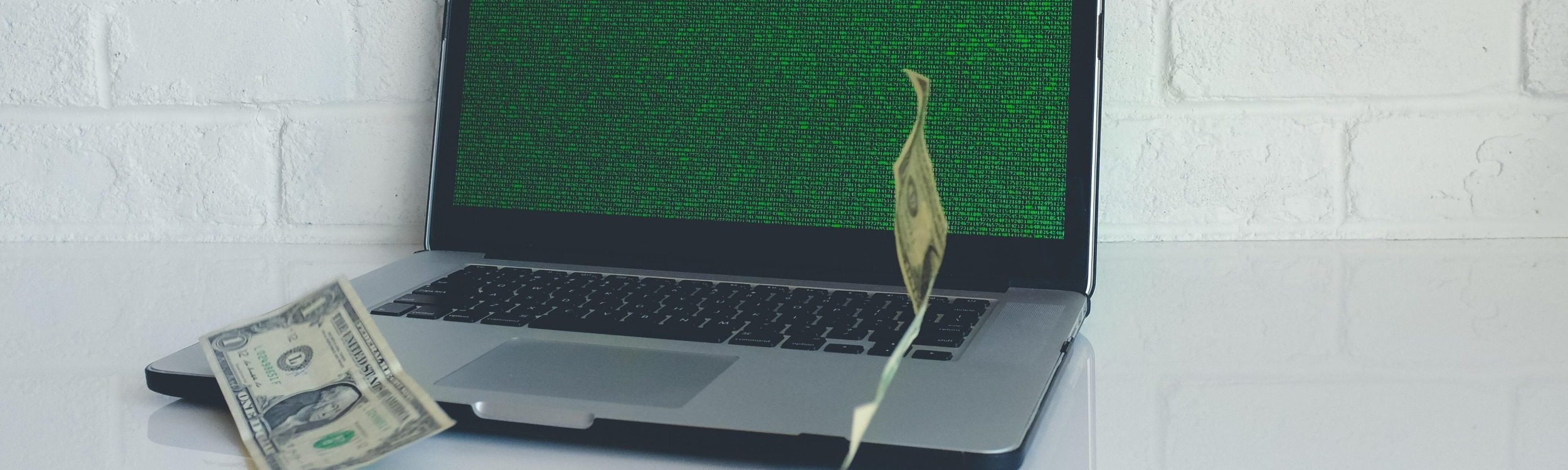 laptop with money